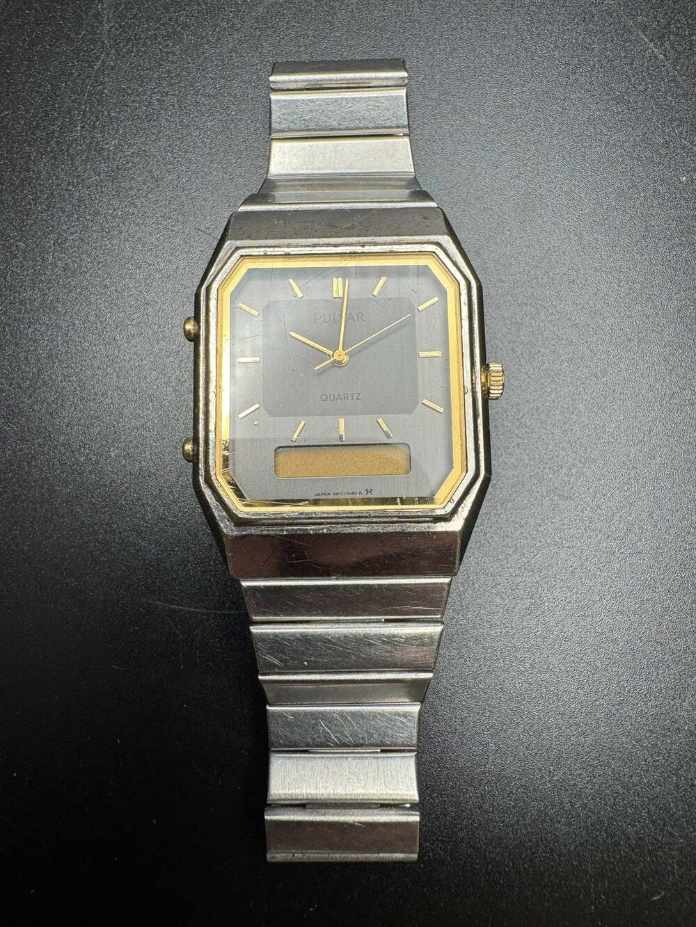 Vintage Pulsar V011-5150 Analog Digital Watch Two-Tone Gold Silver Mens